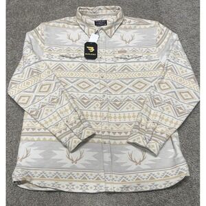 Burlebo Vintage Heavyweight Flannel Button Down Shirt XL Deer Aztec NEW $90